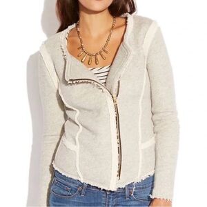 Lucky‎ Lotus by Lucky Brand Gray Zip-Up Sweater – Asymmetrical Zipper & Pockets